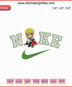 Chibi Minato Namikaze Nike Embroidery Design; Cute Nike Machine Embroidery; Adorable Hokage Embroidery File.