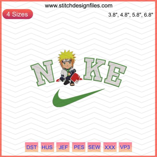 Chibi Minato Namikaze Nike Embroidery Design; Cute Nike Machine Embroidery; Adorable Hokage Embroidery File.