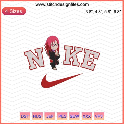 Nike Mitsuki Chibi Embroidery Design File, cute Nike logo character, digital embroidery pattern, machine embroidery download.
