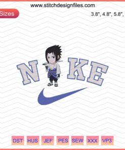 Chibi Sasuke Embroidery Design File, Nike Machine Patterns, Anime Stitch Art, Digital Download, DIY Sewing Project