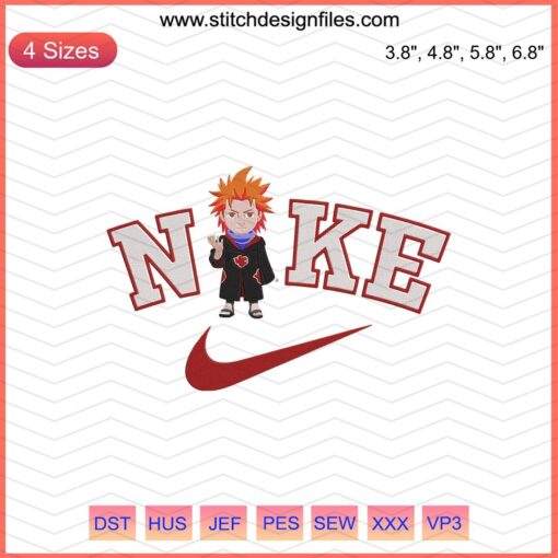 Chibi Nike Jugo embroidery file, Nike machine embroidery design, cute sneaker character, digital download, sewing pattern.
