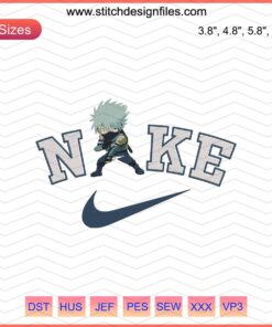 Nike Kakashi Anbu Chibi Embroidery Design File – Naruto-themed Nike Machine Embroidery Design for sewing projects.
