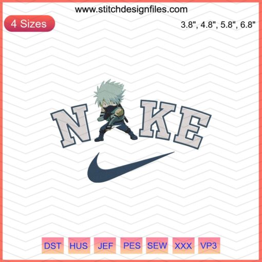 Nike Kakashi Anbu Chibi Embroidery Design File – Naruto-themed Nike Machine Embroidery Design for sewing projects.