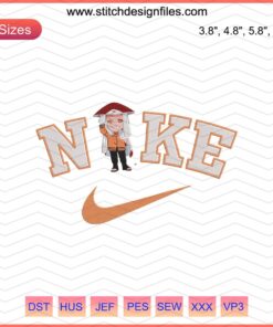 Nike Chibii Naruto Hokage Sennin Embroidery Designs File features Naruto-themed digital Nike embroidery design.