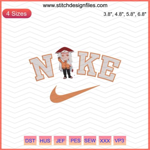 Nike Chibii Naruto Hokage Sennin Embroidery Designs File features Naruto-themed digital Nike embroidery design.