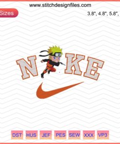 Chibi Uzumaki Naruto Embroidery Designs, Nike logo, machine embroidery file, anime character, digital download.