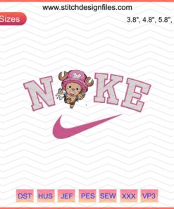 Nike Tony Tony Chopper Chibi Embroidery Design File, Cute Anime-Inspired Nike Machine Embroidery, Adorable Chibi Character Design