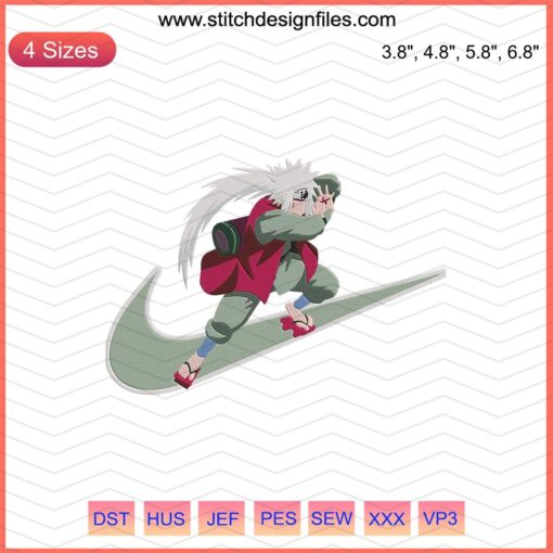 "Nike Jiraiya x Nike Embroidery Designs File - Unique Nike Machine Embroidery Designs Featuring Jiraiya's Iconic Style"