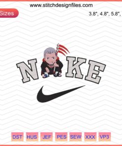 Nike Chibi Hidan Embroidery Design, digital file for Nike machine embroidery, featuring anime-inspired character pattern.