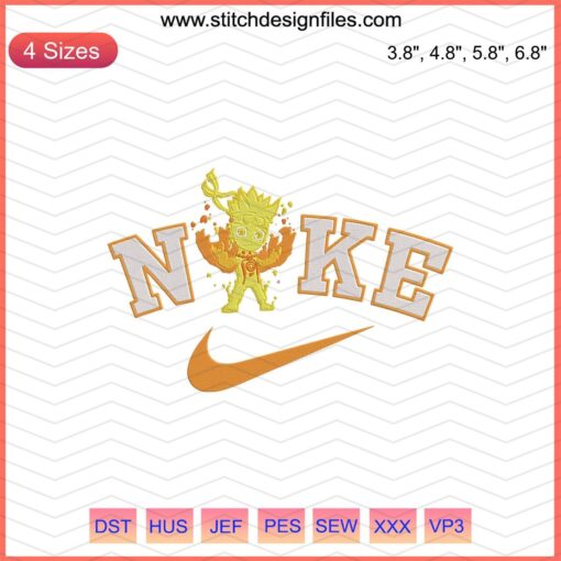 Nike Chibi Naruto Rikudou Machine Embroidery Design File, Anime-Inspired Customization, Nike Sewing Patterns, Digital Download