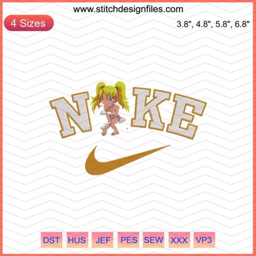 Nike Chibi Naruto Sexy no Jutsu Embroidery Design File, Machine Embroidery, Anime-Inspired Nike Design