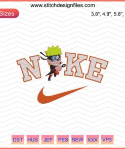 Chibi Naruto Attack Nike Embroidery Designs File, Machine Embroidery Pattern, Naruto Shippuden Anime Logo, Digital Download