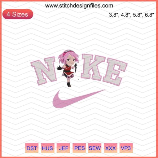 Nike Chibi Sakura The Last Embroidery Design File, featuring intricate Nike embroidery patterns for machine use.
