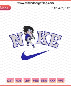 Chibi Sasuke Sharingan Embroidery Design File, Nike Ninja Theme, Machine Embroidery Patterns, Anime Character Embroidery