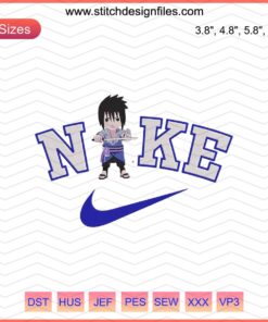 Chibi Sasuke Mangekyou Sharingan Embroidery Design for Nike; Machine Embroidery File; Anime-Inspired Design