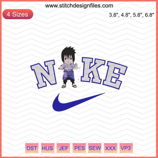 Chibi Sasuke Mangekyou Sharingan Embroidery Design for Nike; Machine Embroidery File; Anime-Inspired Design