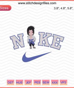 Chibi Sasuke Shippuden with Sharingan eyes Nike embroidery design file, machine embroidery design.