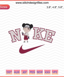 Nike Chibi Tenten Embroidery Design File for Machine Embroidery, Cute Chibi Style, Nike Logo, Unique Sewing Pattern