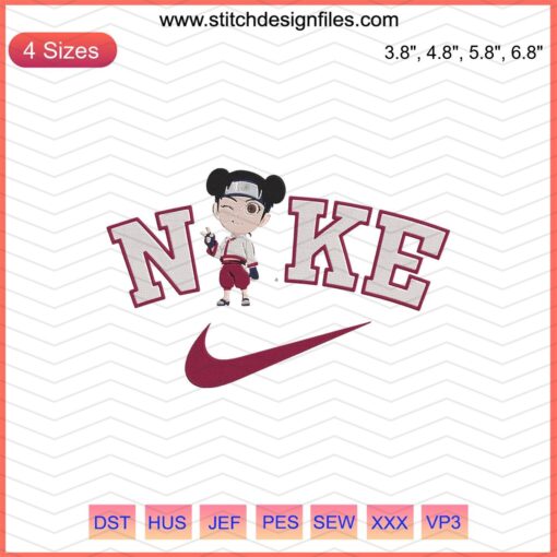 Nike Chibi Tenten Embroidery Design File for Machine Embroidery, Cute Chibi Style, Nike Logo, Unique Sewing Pattern