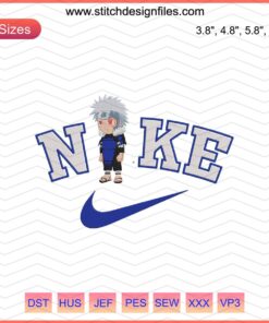 Chibi Tobirama Nike Embroidery File, Cartoon Ninja Design, Nike Machine Embroidery Pattern, Custom DIY Embroidery.