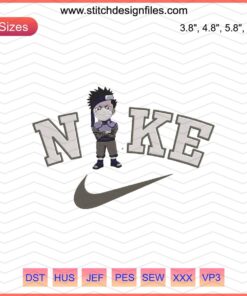 Nike Chibi Zabuza Embroidery Designs File; unique machine embroidery; anime-inspired; Nike themed pattern.
