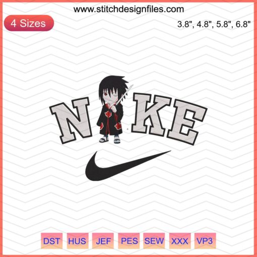 Nike Chibi Akatsuki Sasuke Embroidery Design File: Unique Machine Embroidery Pattern, Perfect for Fashion Creations.