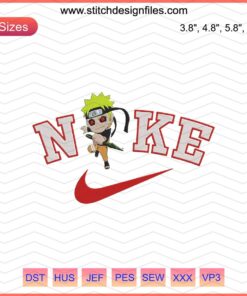Dark Naruto Chibi Embroidery Design File for Nike, Machine Embroidery Designs featuring iconic anime character.