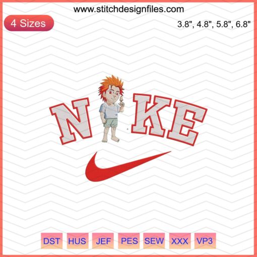 Nike Chibi Jugo Embroidery Designs File featuring iconic Nike motifs in machine embroidery format.