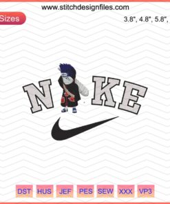 Nike x Chibi Kisame embroidery designs file, featuring Nike machine embroidery patterns with a chibi art style.