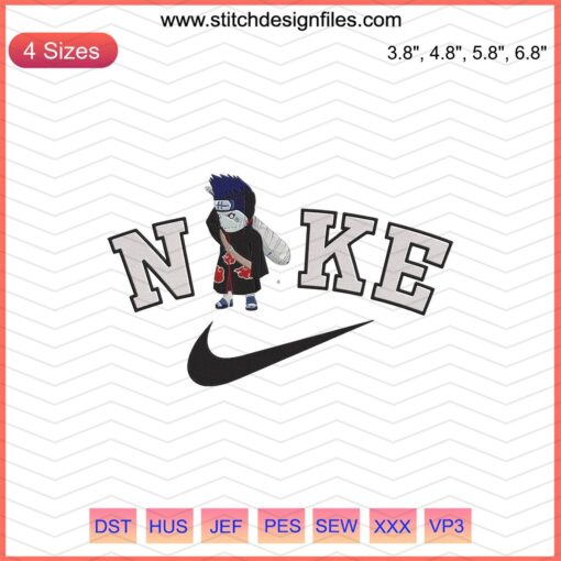 Nike x Chibi Kisame embroidery designs file, featuring Nike machine embroidery patterns with a chibi art style.
