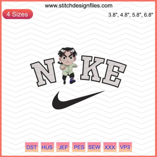 Nike x Chibi Lee embroidery design file featuring whimsical patterns for machine embroidery; perfect for customizing athletic wear.