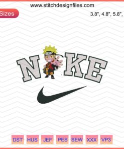 Nike x Chibi Naruto Sennin Embroidery Designs File, featuring Naruto in sage mode, perfect for machine embroidery projects.