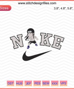 Nike x Chibi Neji Machine Embroidery Designs File featuring Nike swoosh, Chibi-style Neji character embroidery pattern.
