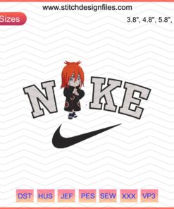 Nike x Chibi Pein Chikushodo Embroidery Designs File, Nike Machine Embroidery Patterns, Chibi Character, Digital Download