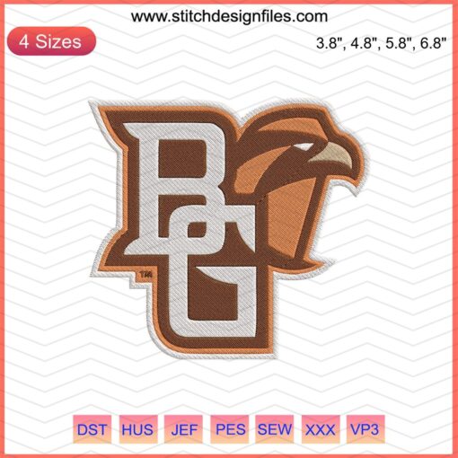 Bowling Green Falcons NCAA Machine Embroidery Design, College Sports Logo, Digital File for Embroidery Machines.