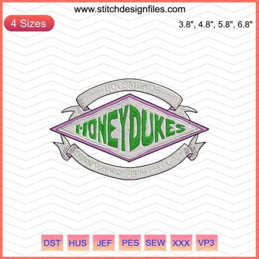 Whimsical Honeydukes Harry Potter Embroidery Design for Machine Embroidery Fans, Featuring Vibrant Magical Candy Patterns.