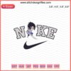 Chibi Sasuke Eternal Mangekyou embroidery design, Nike-themed, machine embroidery file, vibrant anime character art.