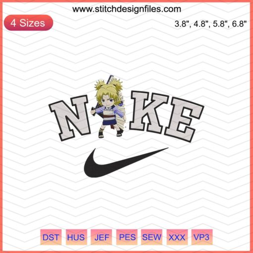 Nike x Chibi Temari Attack Embroidery Design File, Nike Machine Embroidery, Anime-Inspired Digital Patterns
