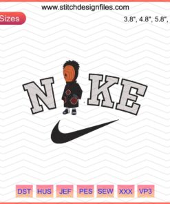 Nike x Chibi Tobi Akatsuki Embroidery File, Cool Nike Machine Embroidery Design, Custom Tobi Anime Pattern