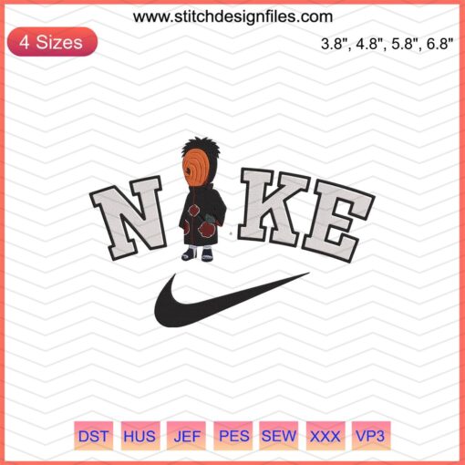 Nike x Chibi Tobi Akatsuki Embroidery File, Cool Nike Machine Embroidery Design, Custom Tobi Anime Pattern