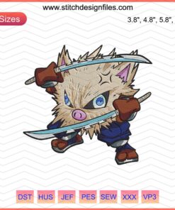 Inosuke X Entei Embroidery Designs File, Kimetsu x Pokemon Machine Embroidery, Unique Anime Embroidery Patterns
