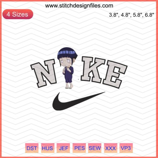 Nike x Hinata Hyuga Childhood Embroidery Designs File, featuring unique anime-inspired Nike embroidery patterns.