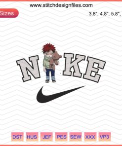 Childhood Gaara-inspired Nike embroidery design file; perfect for Nike machine embroidery enthusiasts.