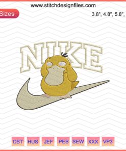 Psyduck Nike Embroidery Design File, Nike Logo Machine Embroidery, Cartoon Character Embroidery Template, Downloadable File