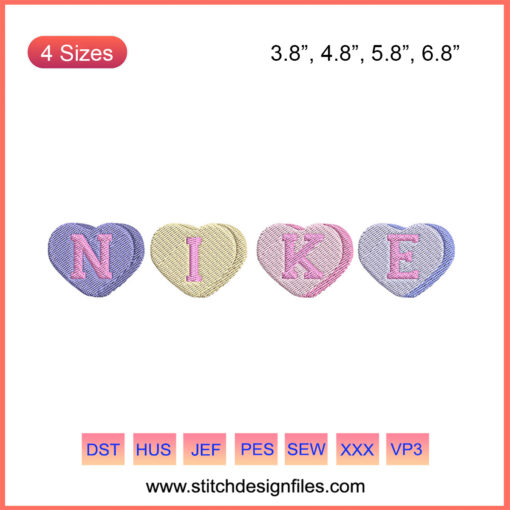 Nike Heart Embroidery Designs File, Nike Machine Embroidery Patterns, Unique Heart Stitch, Digital Download, Logo Embroidery