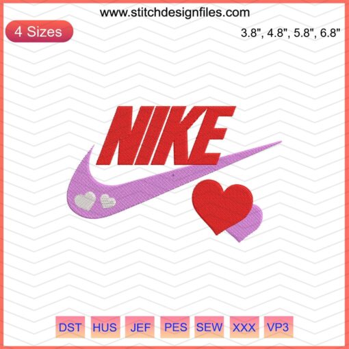 Nike Lovely Double Embroidery Designs File showcasing intricate Nike logos for machine embroidery projects, high-quality vector files.
