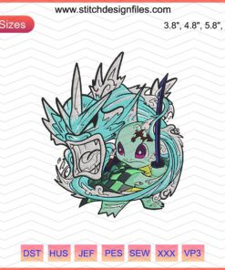 Squirtle Tanjiro Embroidery Design File, Kimetsu x Pokemon Machine Embroidery, Unique Anime Crossover Pattern