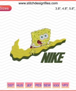 Nike SpongeBob SquarePants Embroidery Designs File - Unique Nike Machine Embroidery Patterns featuring SpongeBob Theme.