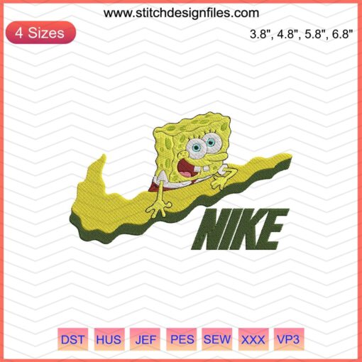 Nike SpongeBob SquarePants Embroidery Designs File - Unique Nike Machine Embroidery Patterns featuring SpongeBob Theme.