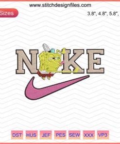 Nike SpongeBob SquarePants Lew Lew Embroidery Designs File featuring SpongeBob theme for Nike machine embroidery projects.